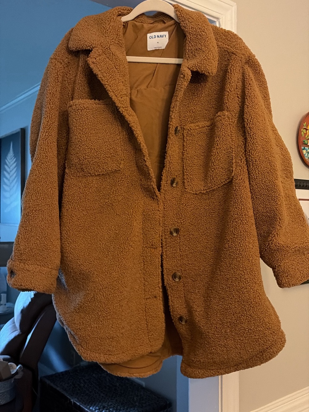 Old Navy Men's Caramel Brown Sherpa Shacket